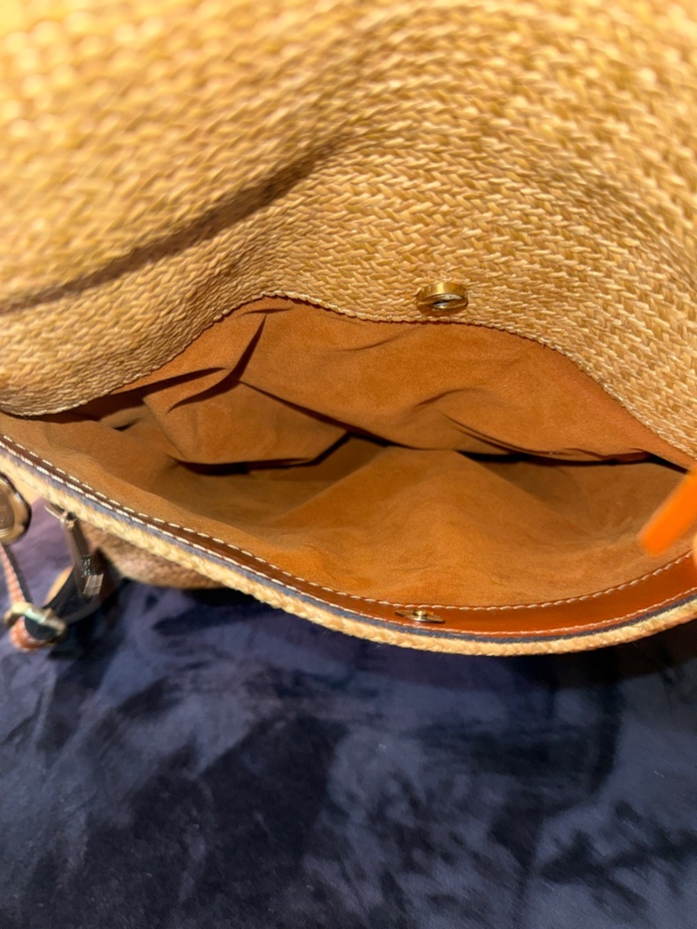 Patricia Nash Woven Straw Converter Backpack to Crossbody Bag Leather Trim - Picture 14 of 15